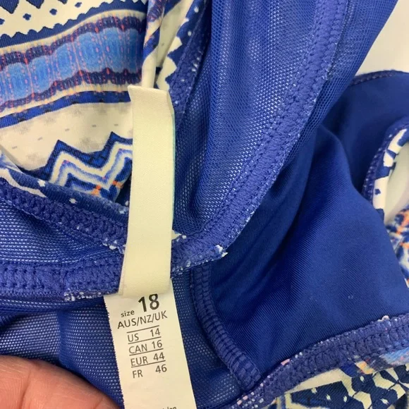 BOGO Sea Level Australia V Neck One Piece Swimsuit Blue White Pink Women Size 14 - Picture 9 of 13